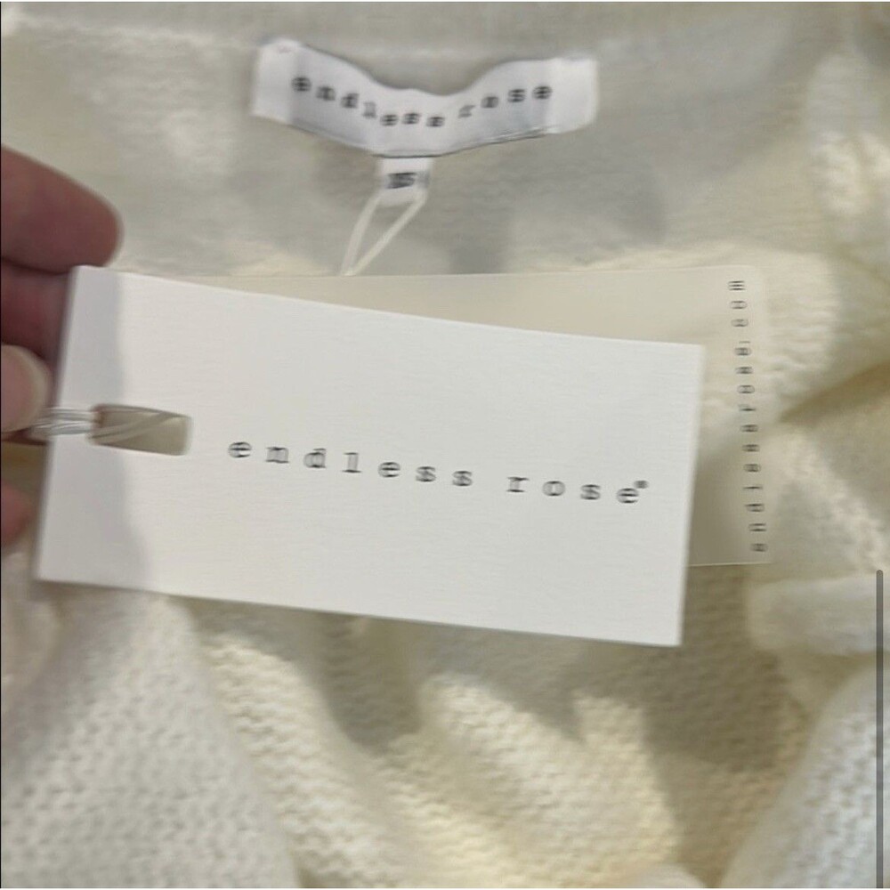 Endless Rose Cream Crew Neck Sweater with Balloon Sleeves NWT - Picture 4 of 4